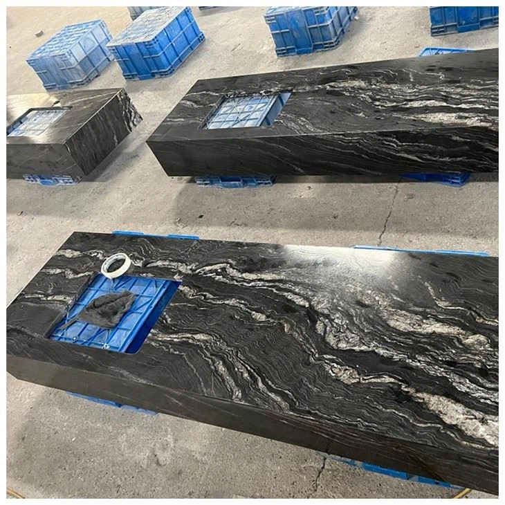 Cosmic Black Granite Bathroom Vanity Countertop