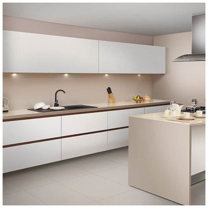High Gloss White Lacquer No Handles Kitchen Cabinets