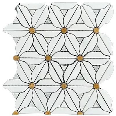 Beyaz Mermer Çiçek Mozaiği