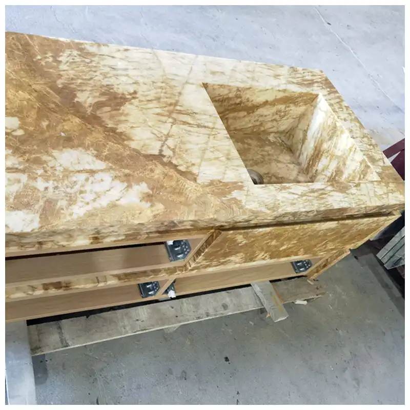 Giallo Siena Marble Bathroom Cabinet Countertops