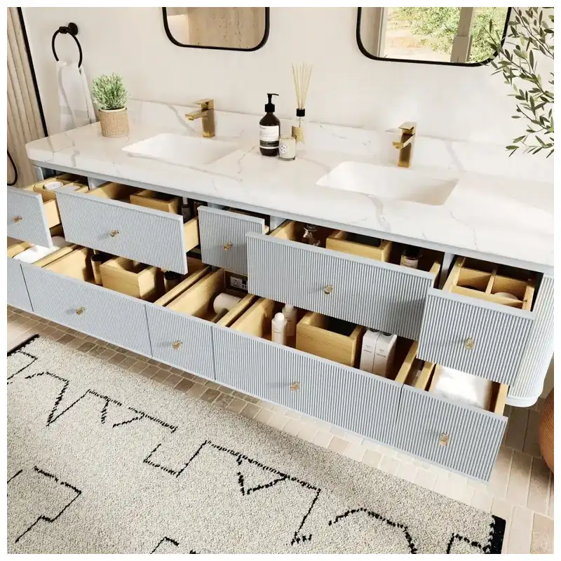 Oteller ve Çok-Birimli Projeler İçin Tekli ve Çift Kişilik Banyo Vanity'si