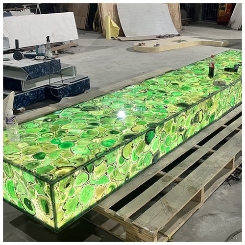 Illuminated Green Agate Gemstone Semiprecious Stone Bar Countertops Illuminated Green Agate Gemstone Semiprecious Stone Bar Countertops