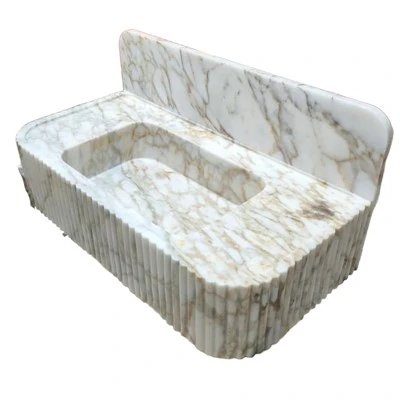 Calacatta Altın Mermer Yivli Lavabo