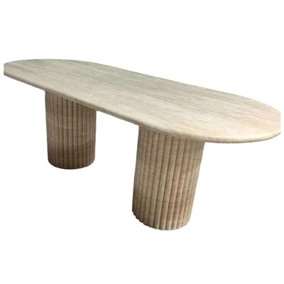 Oval Traverten Yemek Masaları