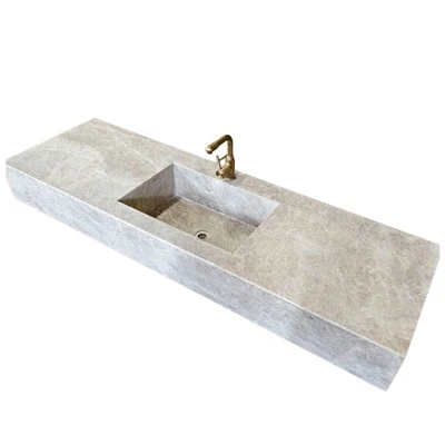 Perla Venata Kuvarsit Yüzer Vanity Lavabolar